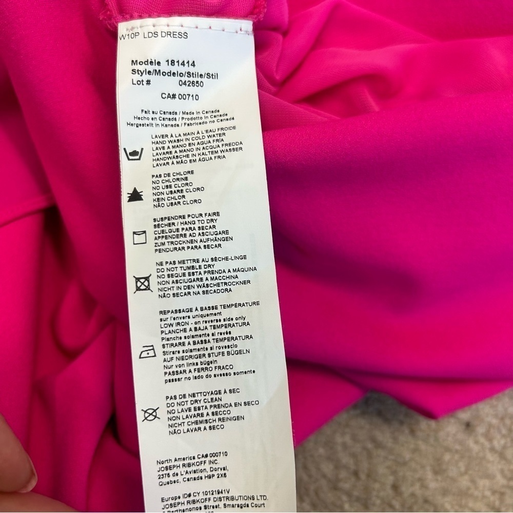 JOSEPH Ribkoff hot neon pink vertical side ruffle dress Sz 8 NWOT - Picture 8 of 12